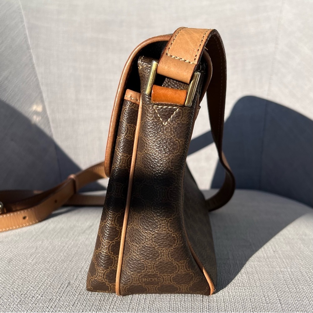 CELINE Macadam Shoulder Bag Brown Vintage - Picture 2 of 10